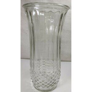 Vintage Clear Hoosier Glass Round Shaped Mid Century Diamond Decorative Vases